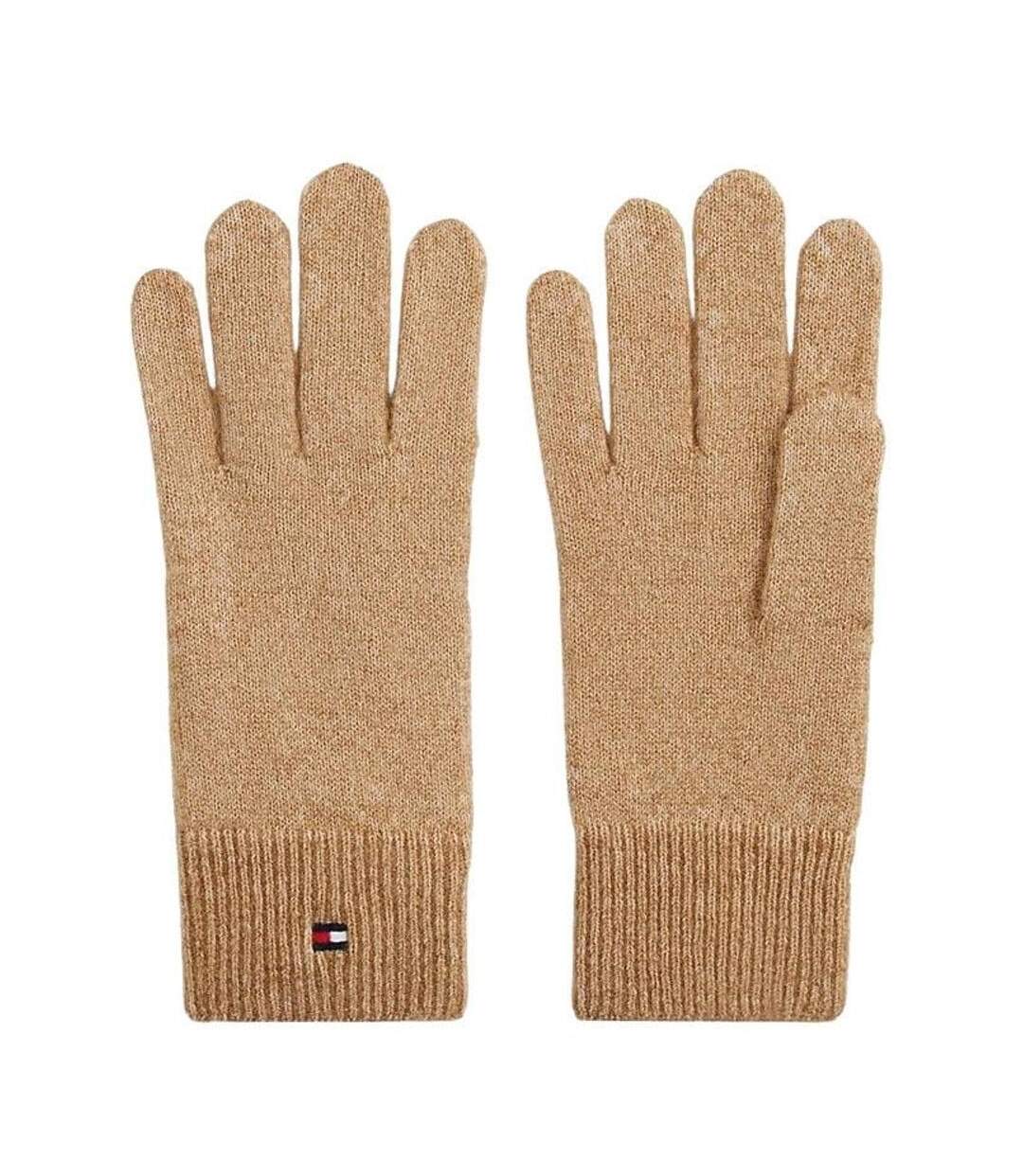 Gants beige femme tommy hilfiger flag fluffy-1