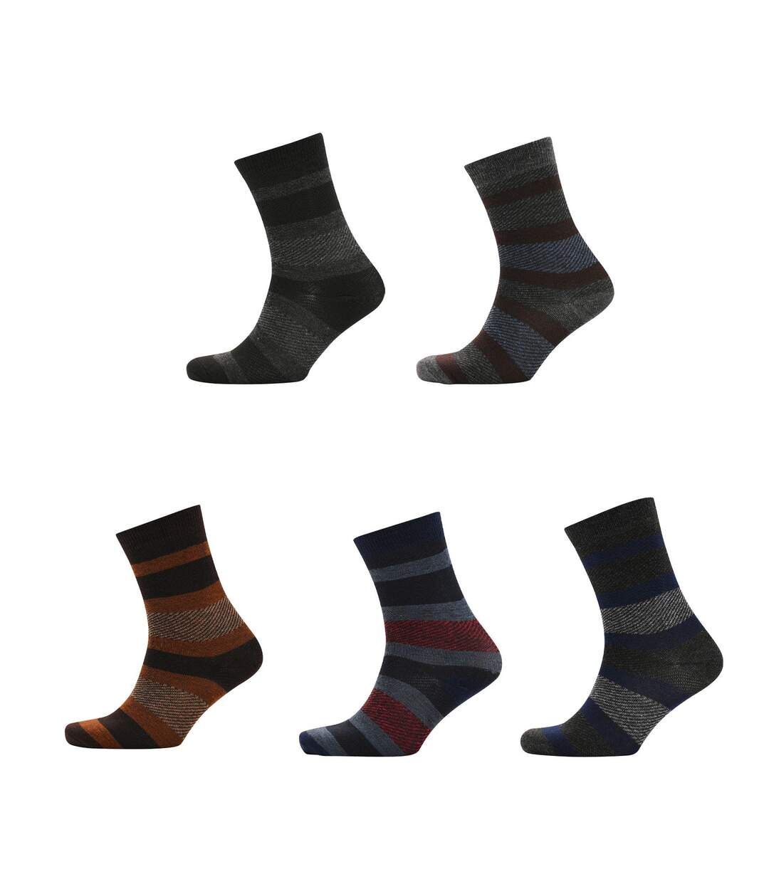 Mad Man Striped Socks 5 Pair Boxed Black Harvey Makin-3