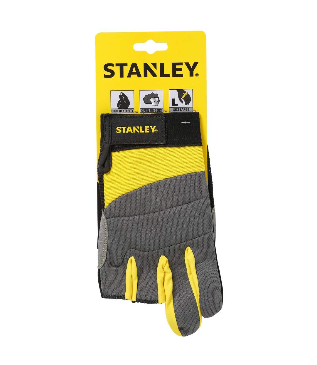 Unisex adult framer 3 finger safety gloves l grey/black/yellow Stanley