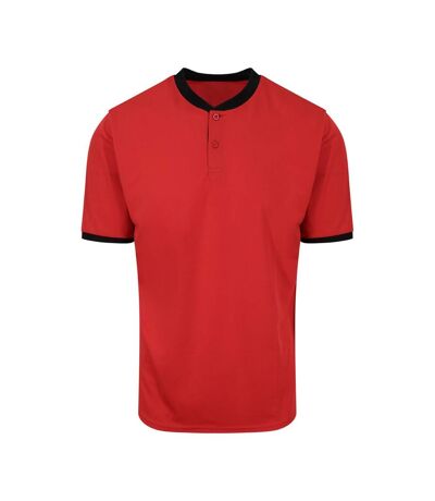 AWDis Just Cool Mens Stand Collar Sports Polo (Fire Red/Jet Black)