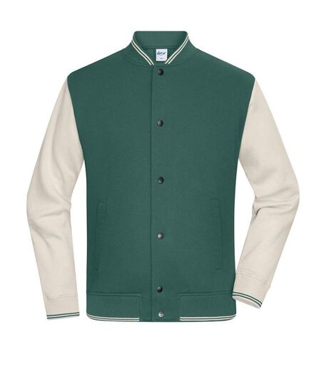 Veste Teddy unisexe - 8044 - vert et beige grès