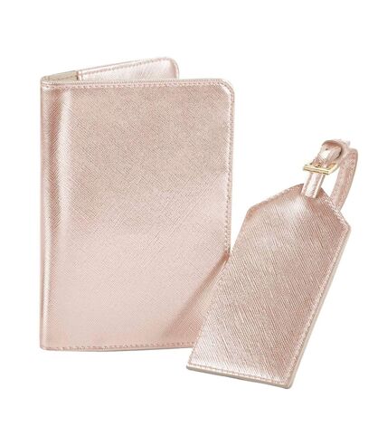 Bagbase Boutique Passport Holder and Luggage Tag Set (Rose Gold) (One Size) - UTBC4990
