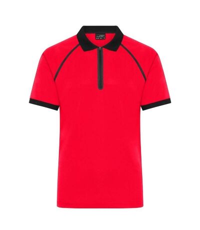 Polo technique zippé - Homme - JN1308 - rouge