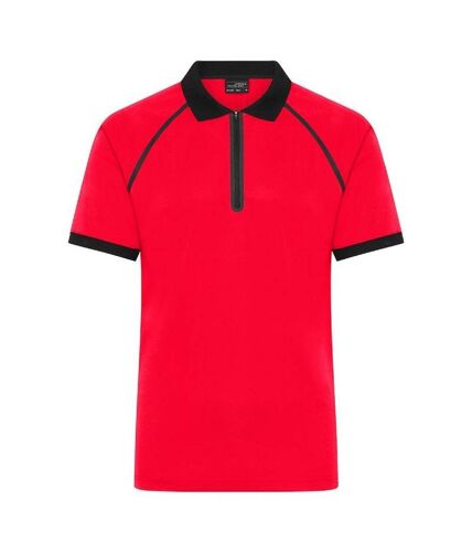 Polo technique zippé - Homme - JN1308 - rouge