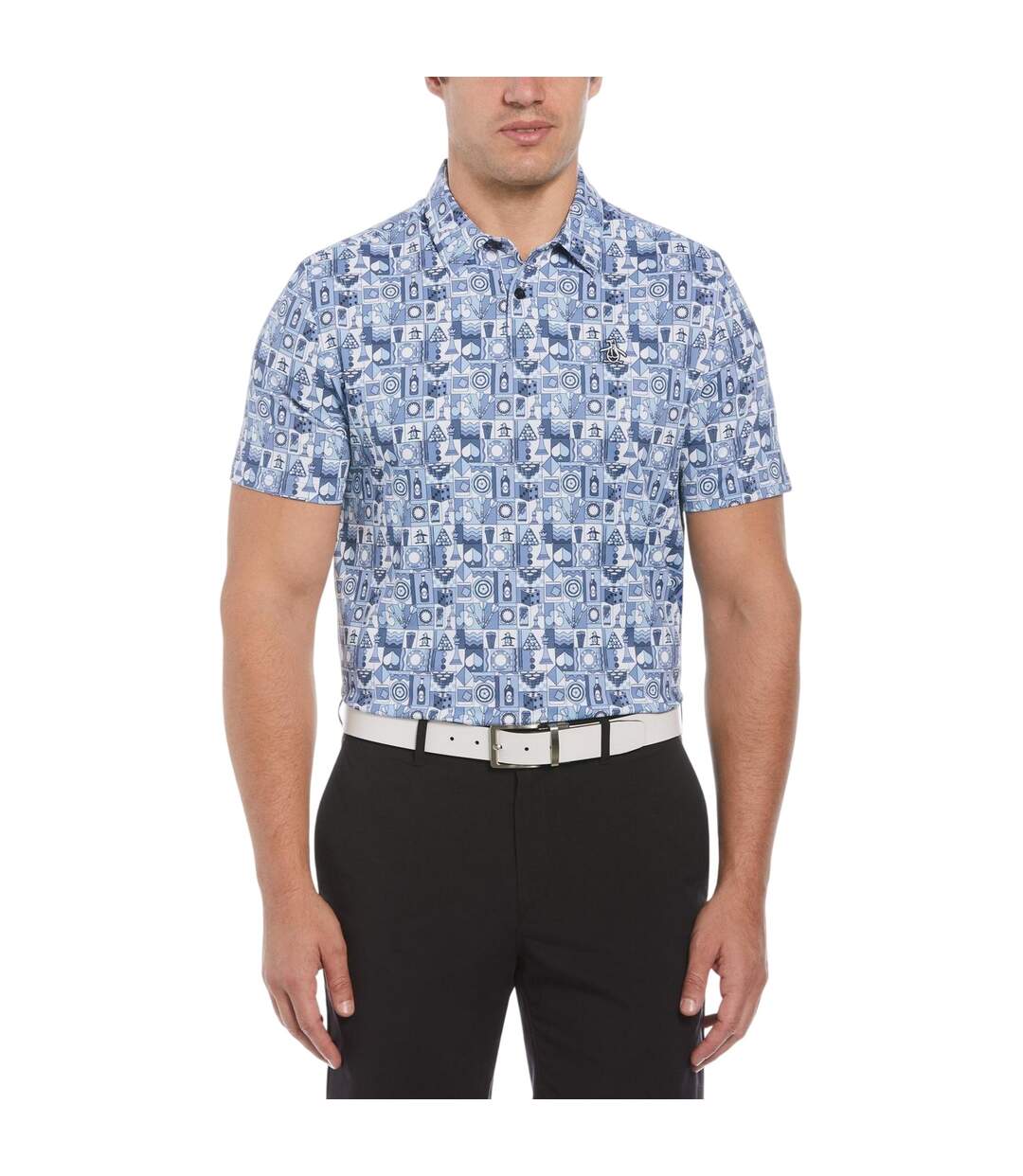 Chemise Manches Courtes Golf Motif/style Fantaisie Homme Bleu Foncé Original Penguin-4