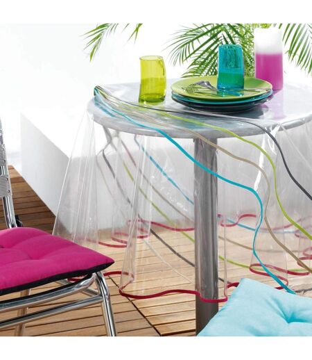 Nappe Ronde Cristal Garden 180cm Transparent & Taupe