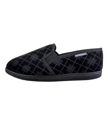 Mens Plush Fur Lined Memory Foam Plaid Checked Slippers
