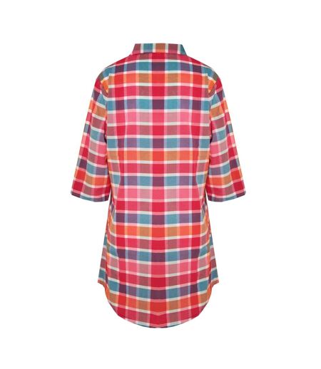 Womens/ladies checked button-down nightshirt pink forever dreaming