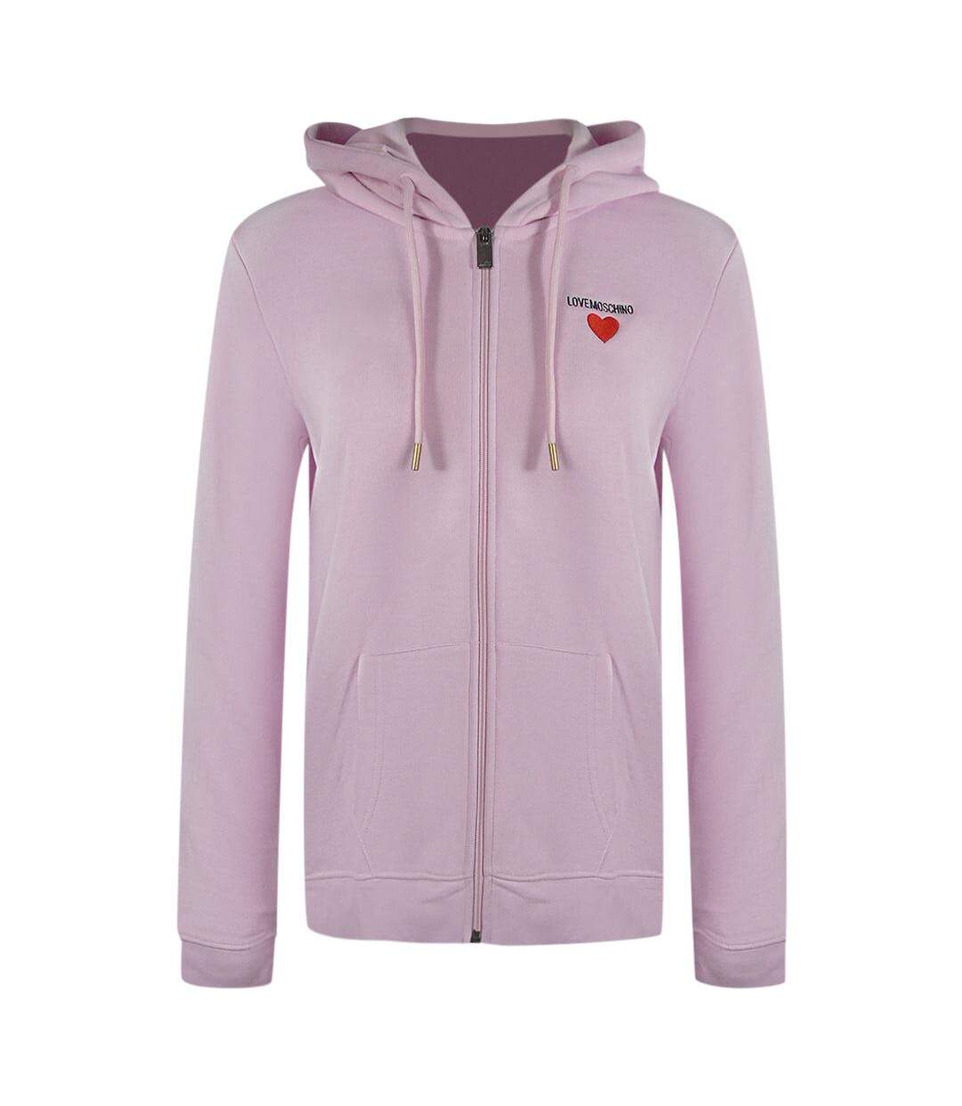 Womens/ladies Heart Logo Full Zip Hoodie Pink Love Moschino-1