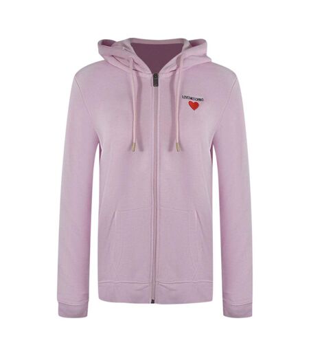 Womens/ladies Heart Logo Full Zip Hoodie Pink Love Moschino