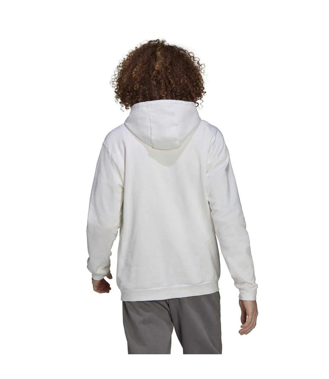 Mens Entrada 22 Cotton Blend Pullover Hoodie White Black Adidas-3