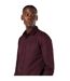 Mens textured stripe long-sleeved shirt burgundy Burton