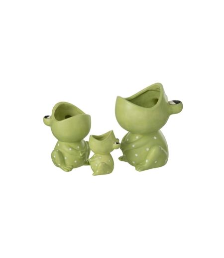 Cache-Pot Déco en Dolomite Grenouille 21cm Vert