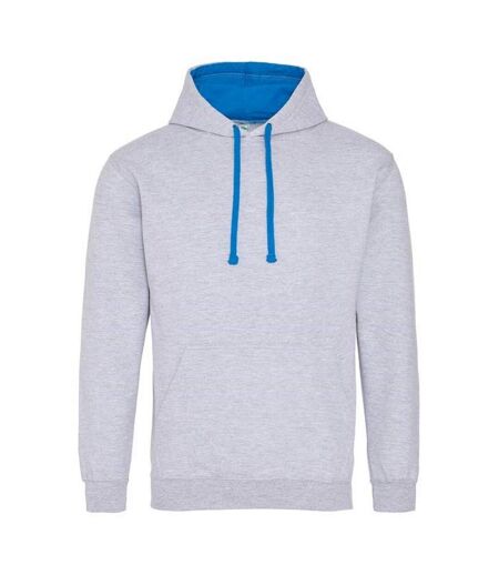 Sweat À Capuche Varsity Adulte Gris Chiné Bleu Saphir Awdis