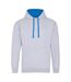 Sweat À Capuche Varsity Adulte Gris Chiné Bleu Saphir Awdis-1