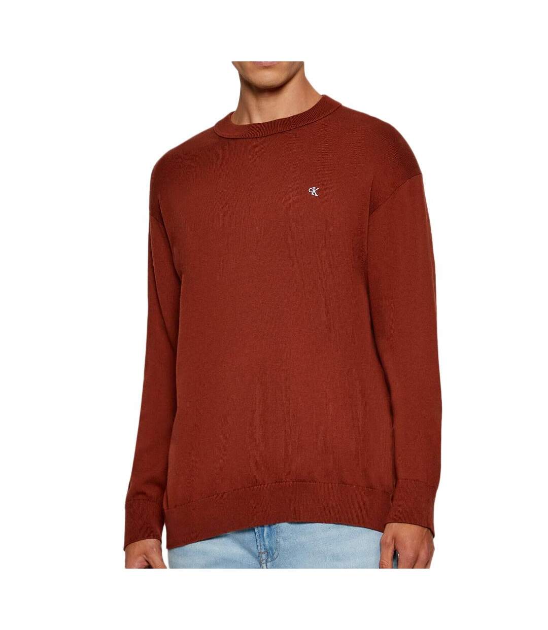 Sweat rouge homme calvin klein jeans eu ls cotton relaxed-1