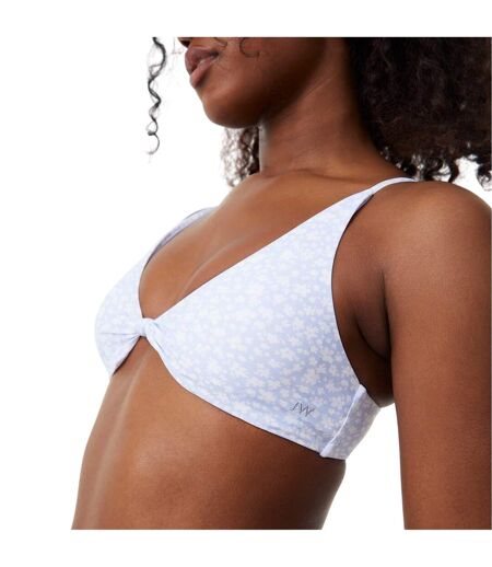 Womens/ladies Ditsy Floral Front Knot Bikini Top Blue Jack Wills