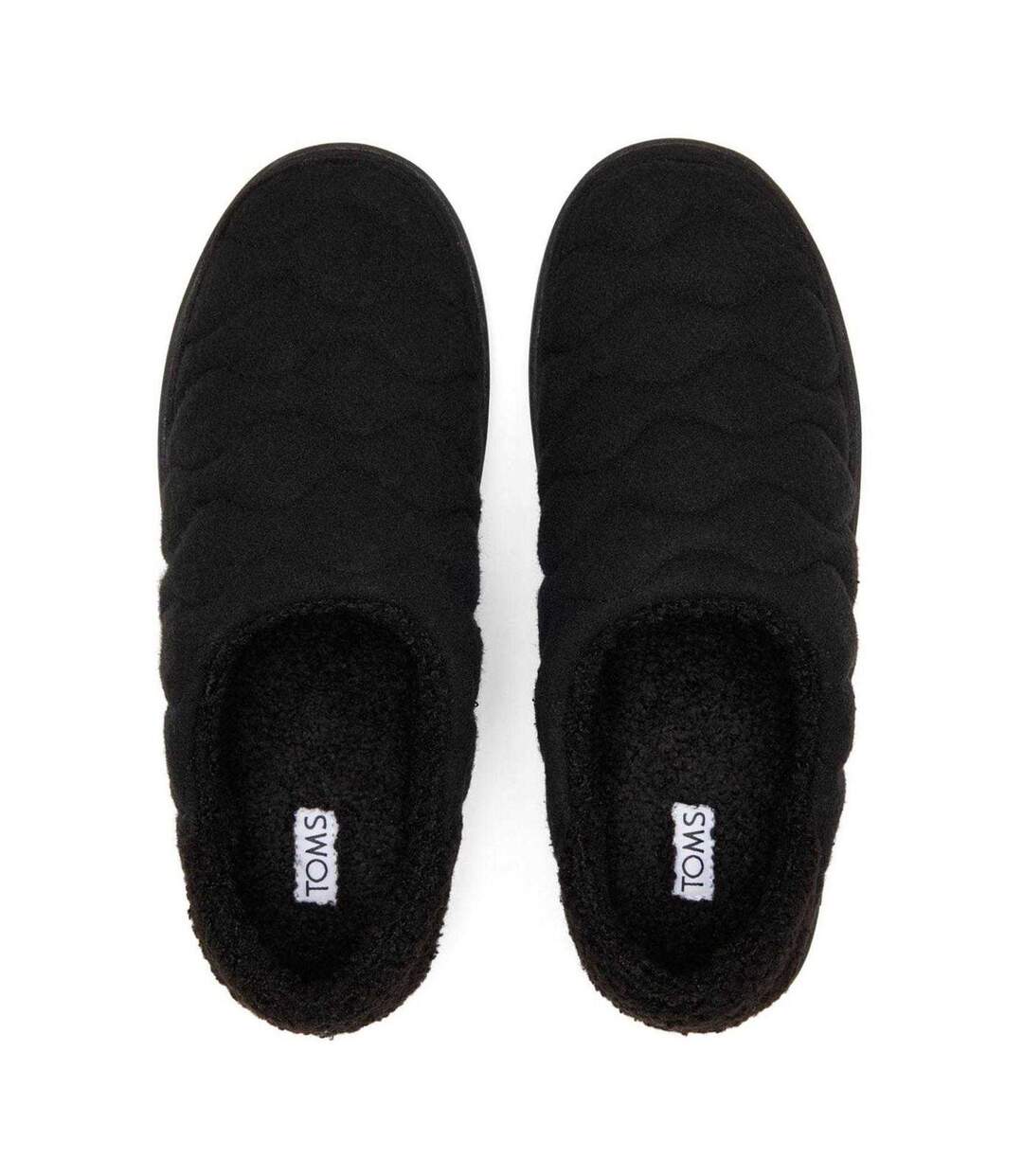 Womens/ladies Quilted Slippers Black Toms-3