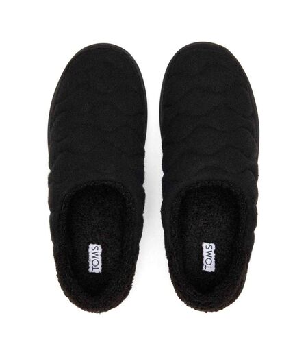 Womens/ladies Quilted Slippers Black Toms