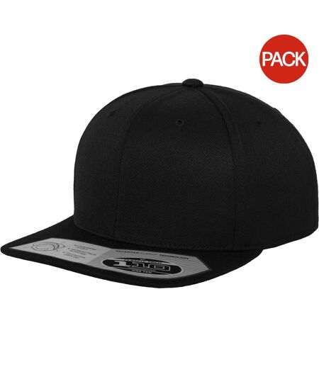 Yupoong Flexfit Unisex 110 Plain Fitted Snapback Cap (Pack of 2) (Black) - UTRW6751