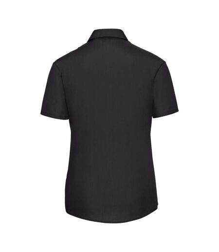 Russell Collection Womens/Ladies Poplin Easy-Care Short-Sleeved Shirt (Black)
