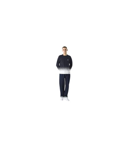 Mens Striped Crew Neck Relaxed Fit Jumper Navy Pretty Green