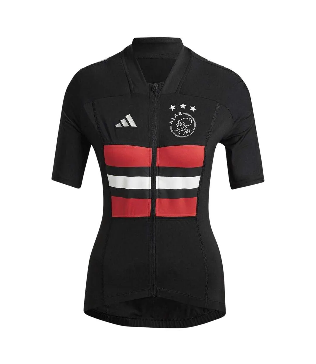 Womens/ladies Ajax Mock Neck Short-sleeved Cycling Jersey Black Adidas-2