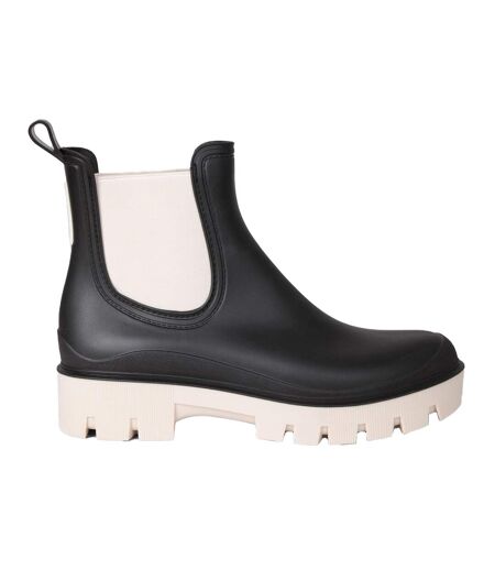 Womens/ladies Leah Ankle Length Wellington Boots Black Animal