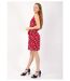 Robe courte col V coupe droite ELISA motif fleuri rouge Coton Du Monde