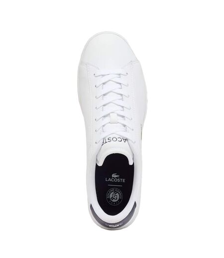 Mens Carnaby Leather Flat Trainers White Navy Lacoste