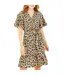 Womens/ladies Leopard Print V Neck Skater Dress Brown Mela London-3