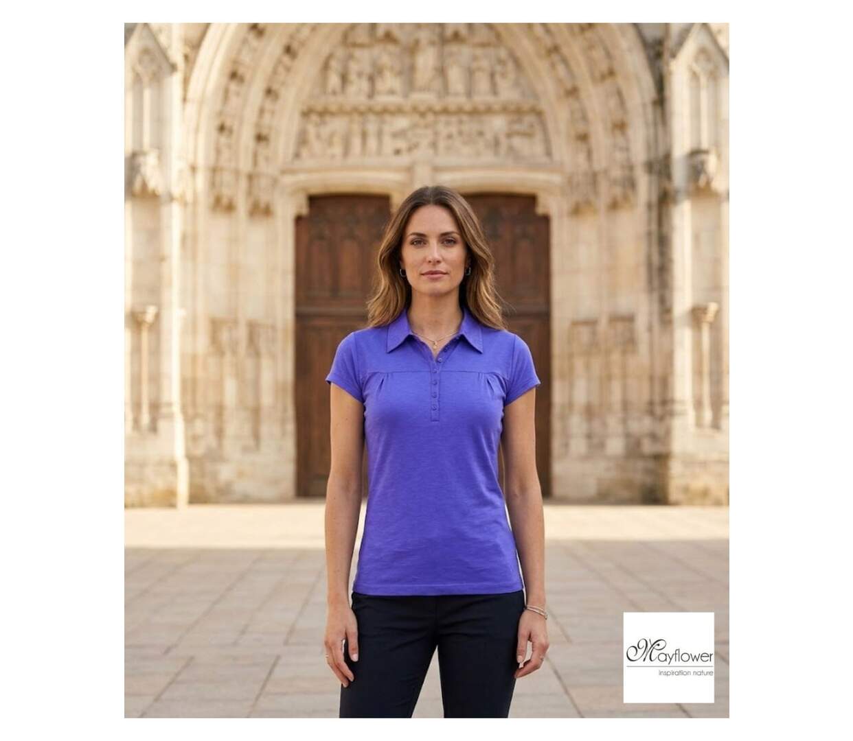 Polo MAYFLOWER DUSTY5 indigo à fronces : le confort chic au féminin-5