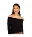 Womens/ladies Ribbed Bardot Jumper Black Brave Soul-4