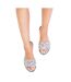 Womens/ladies Poppy Sparkle Diamante Wide Flat Sliders Silver Where´s That From-2