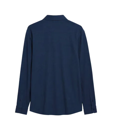 Mens Textured Regular Long-sleeved Shirt True Navy Farah