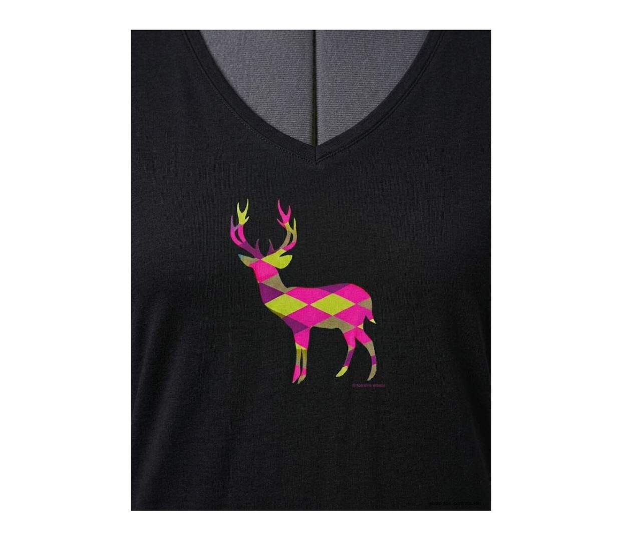 Mayflower NICO2 : Tee-shirt manches longues noir en coton avec sérigraphie motif cerf-4