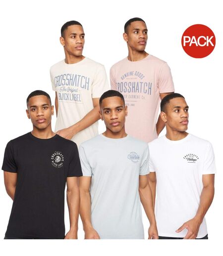 Pack Of 5  Mens Fremal T-shirt  Multicoloured Crosshatch