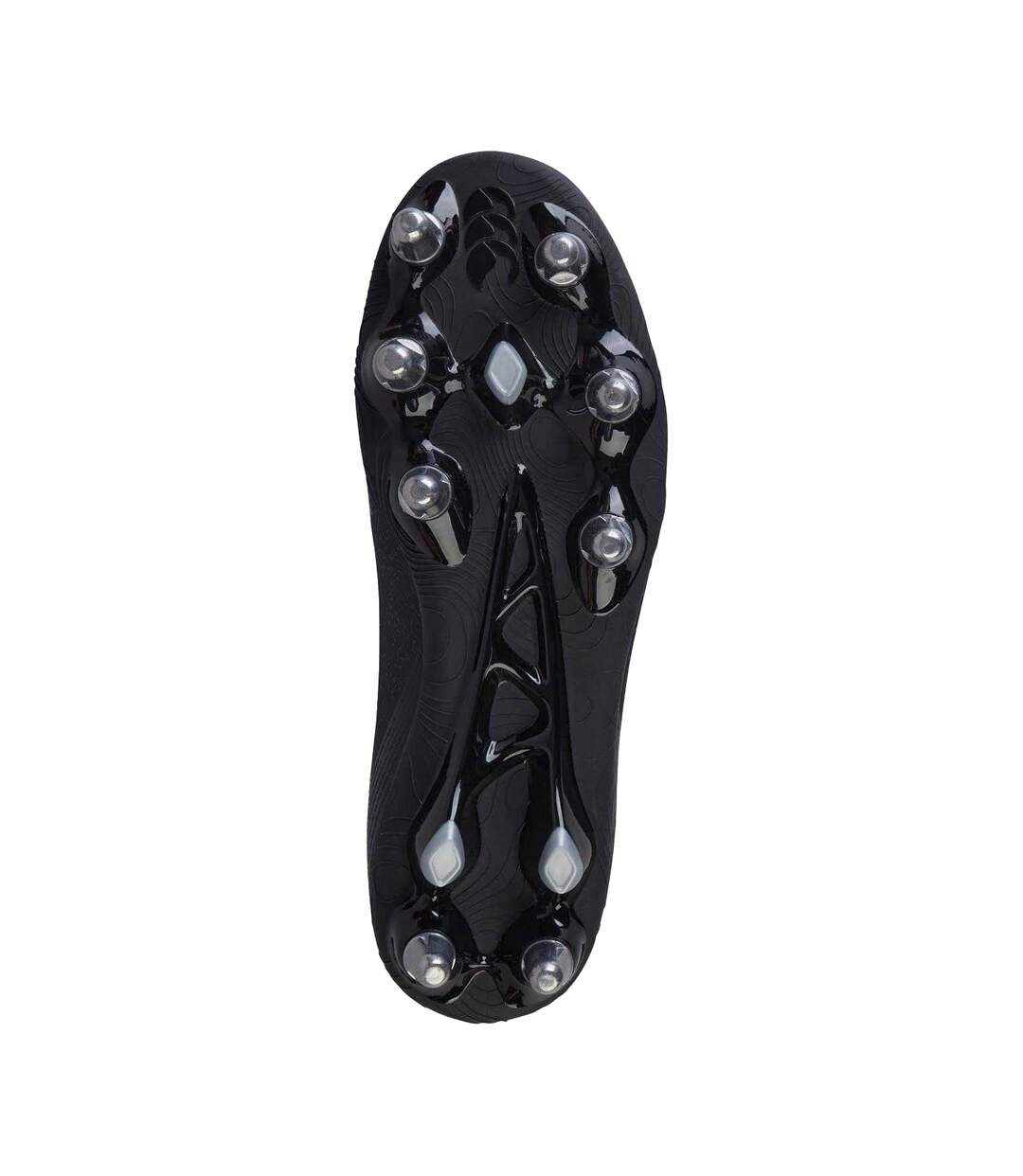 Mens Stampede Groundbreak Team Patterned Leather Soft Ground Rugby Boots Black Silver Canterbury-4