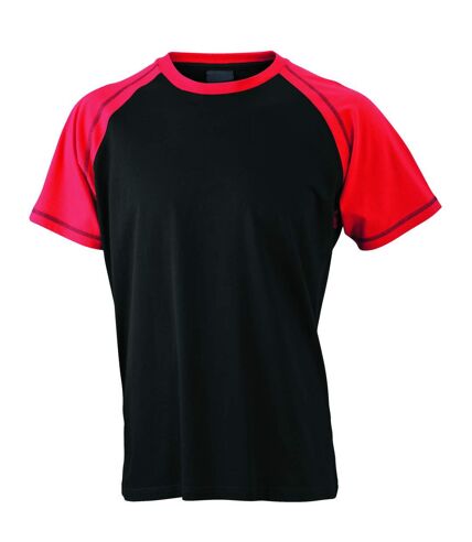 T-shirt bicolore pour homme JN010 - noir et rouge