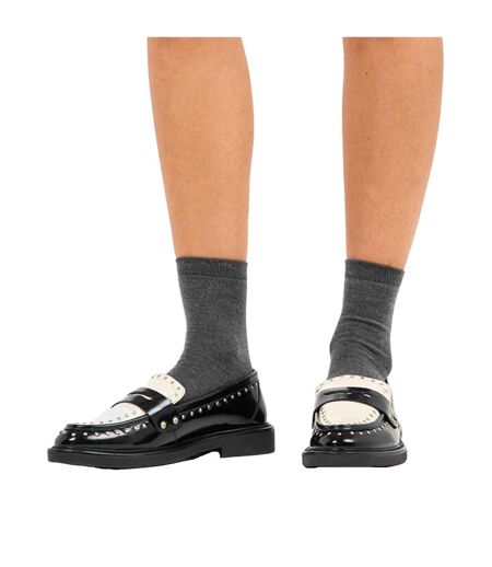 Womens/ladies Studded Formal Block Heel Penny Loafers Coco Black Steve Madden