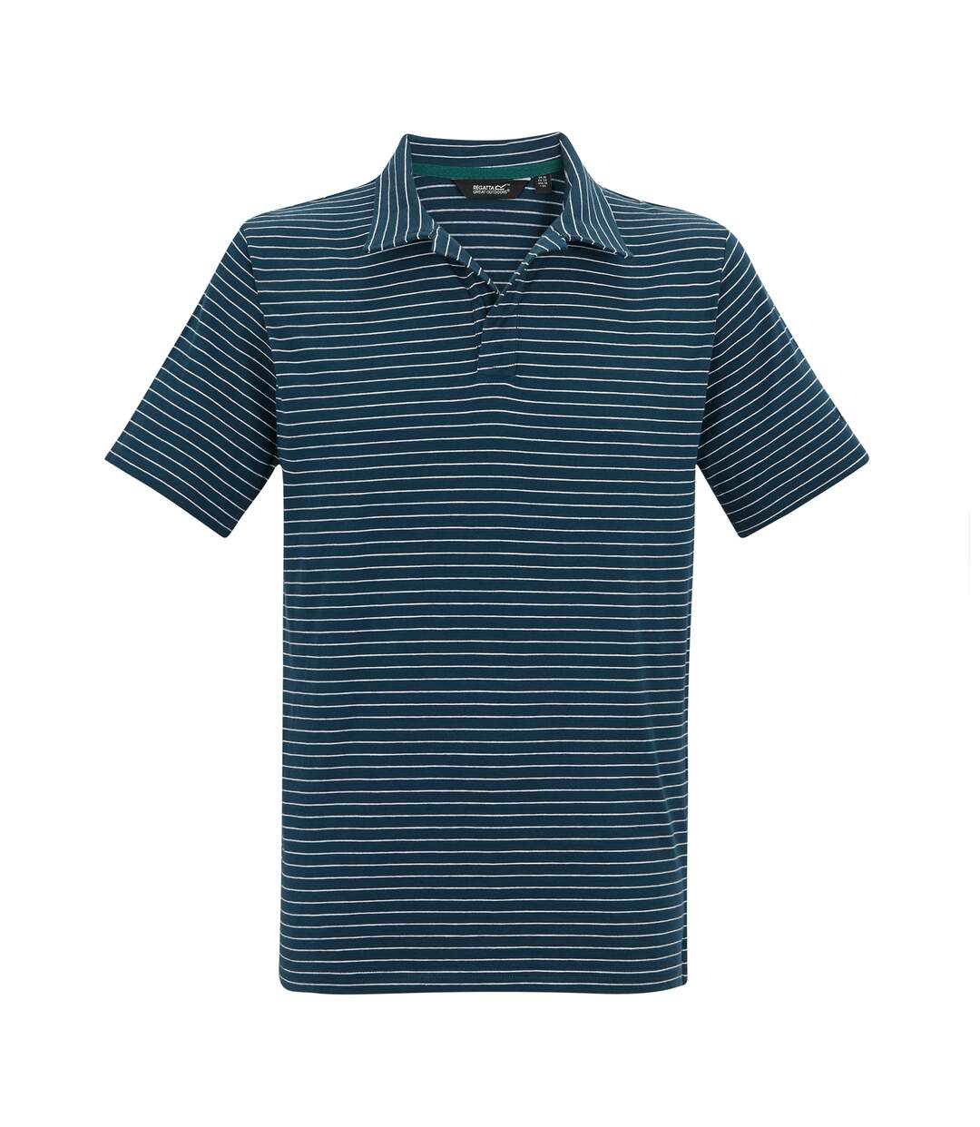 Mens Hadvo Stripe Polo Shirt Moonlight Denim White Regatta-2