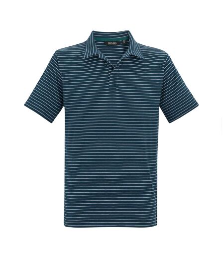 Mens Hadvo Stripe Polo Shirt Moonlight Denim White Regatta