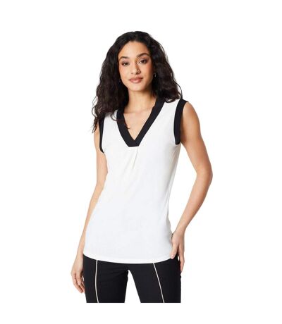 Womens/ladies contrast detail jersey top ivory Principles