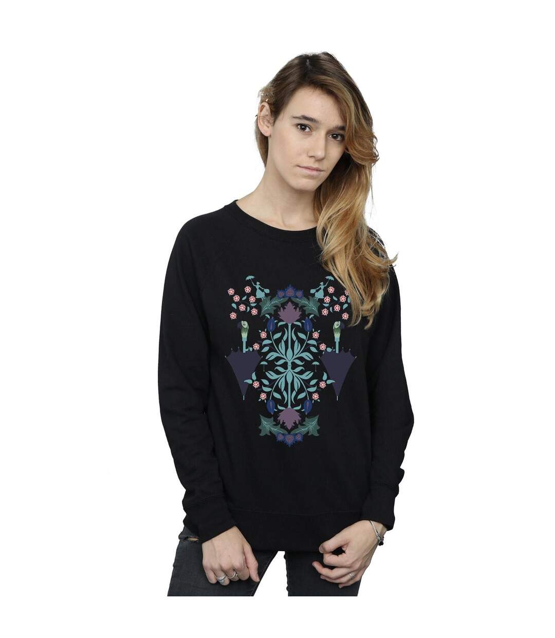 Disney Sweatshirt Mary Poppins Collage Floral Womens/Ladies (Noir) - UTBI47556-2