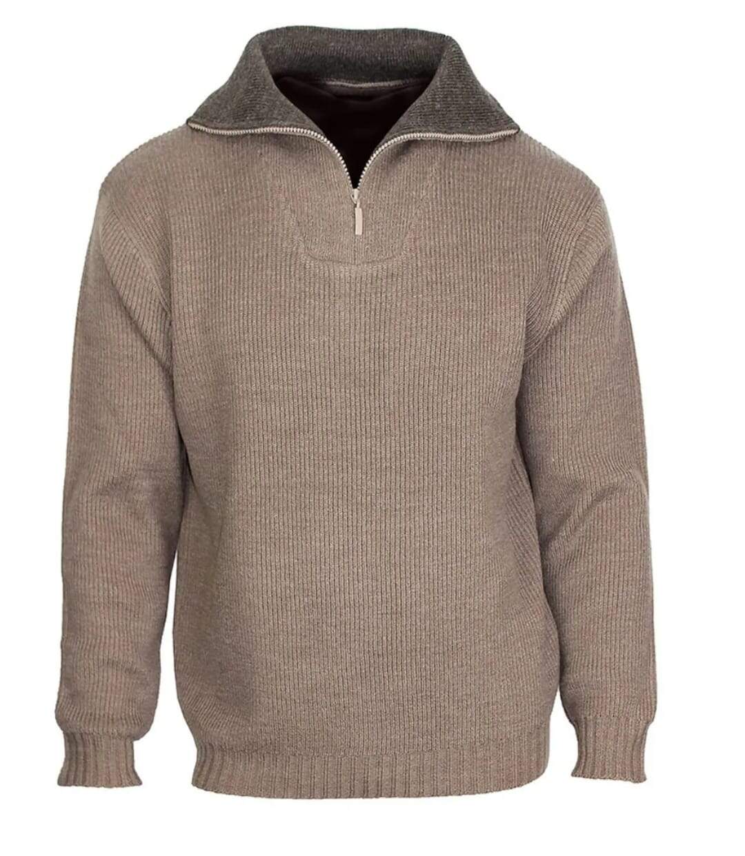 CHALLENGER PRIMO3 — Pull camionneur col camionneur beige/marron : chaleur et style authentique-2
