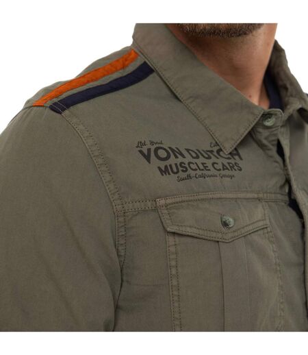 Chemise homme manches courtes en popeline avec patch et print Box Vondutch