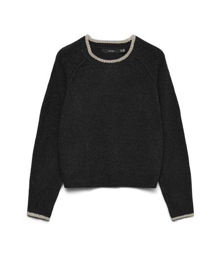 Pull noir/beige femme vero moda maquarius  raglan