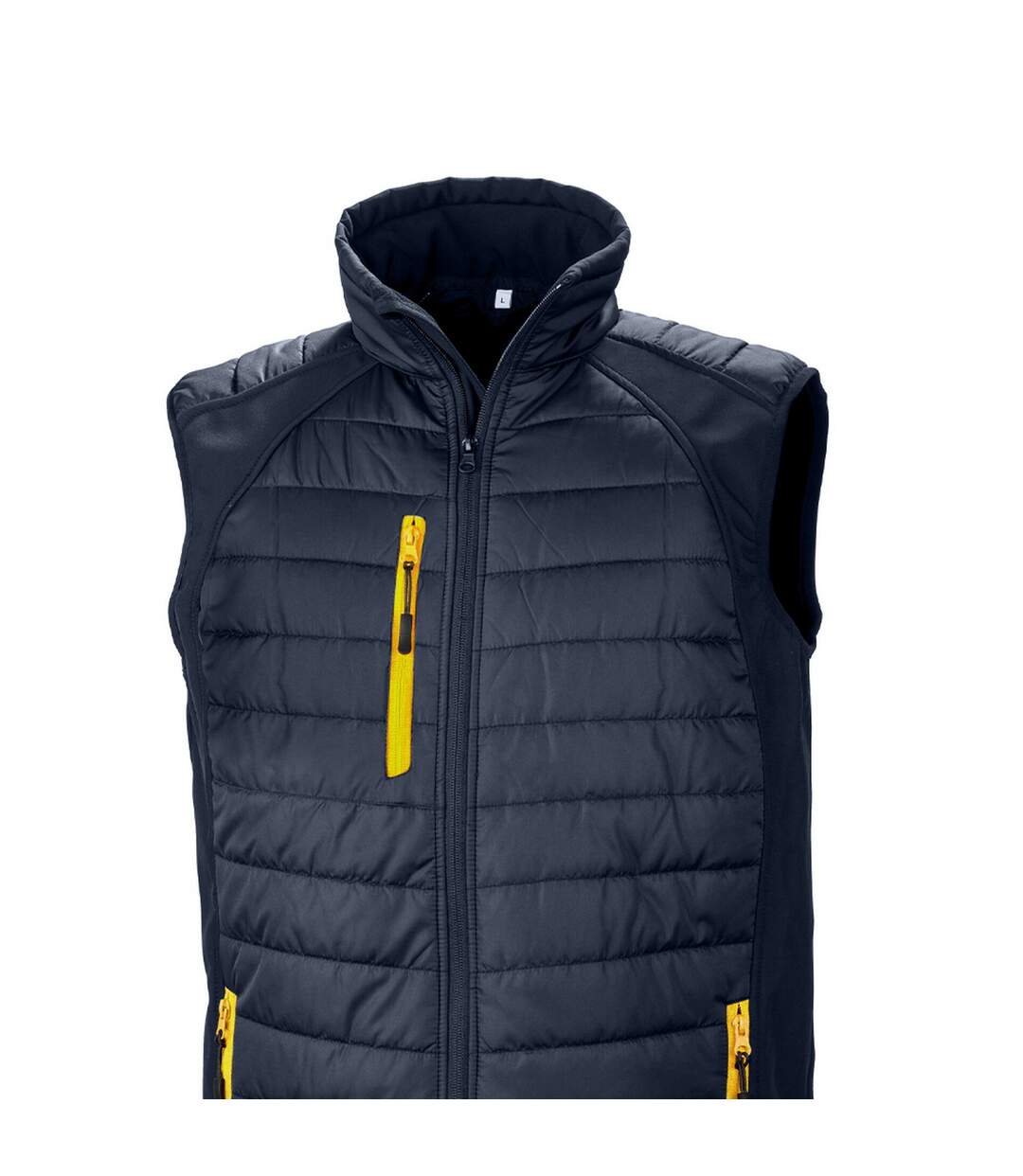 Doudoune Sans Manches Compass Homme Bleu Marine Jaune Result Genuine Recycled-2