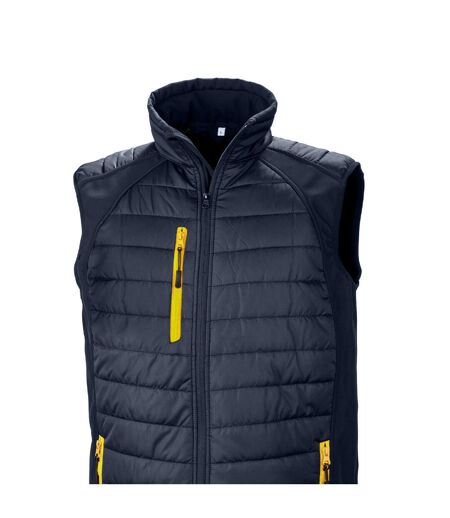 Doudoune Sans Manches Compass Homme Bleu Marine Jaune Result Genuine Recycled