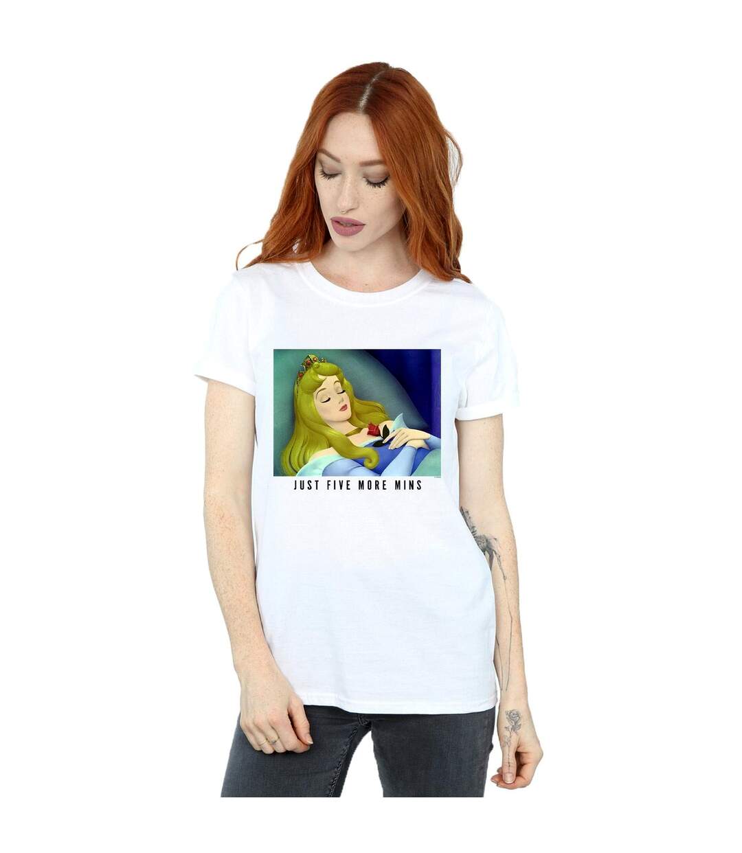 Disney Princess - T-shirt SLEEPING BEAUTY FIVE MORE MINUTES - Femme (Blanc) - UTBI51881-2